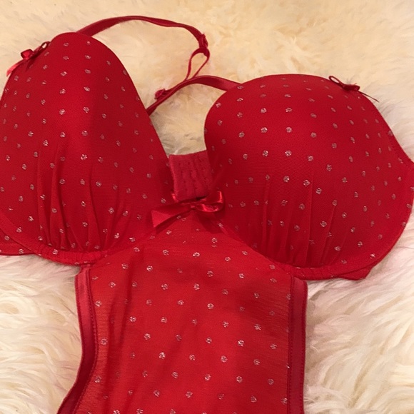 La Senza Red Lingerie with Attached Bra and Tie Up Skirt Dress in Large NWT - Picture 3 of 9